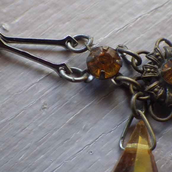 Gorgeous Antique Citrine Glass Necklace Choker - Picture 10 of 11